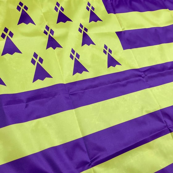 Image of SÉRIE LIMITÉE — Drapeau breton "Melen ha Mouk / Jaune et Violet"