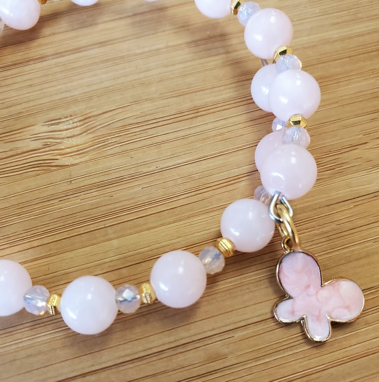 Peach Jade Butterfly Bracelet Image 2