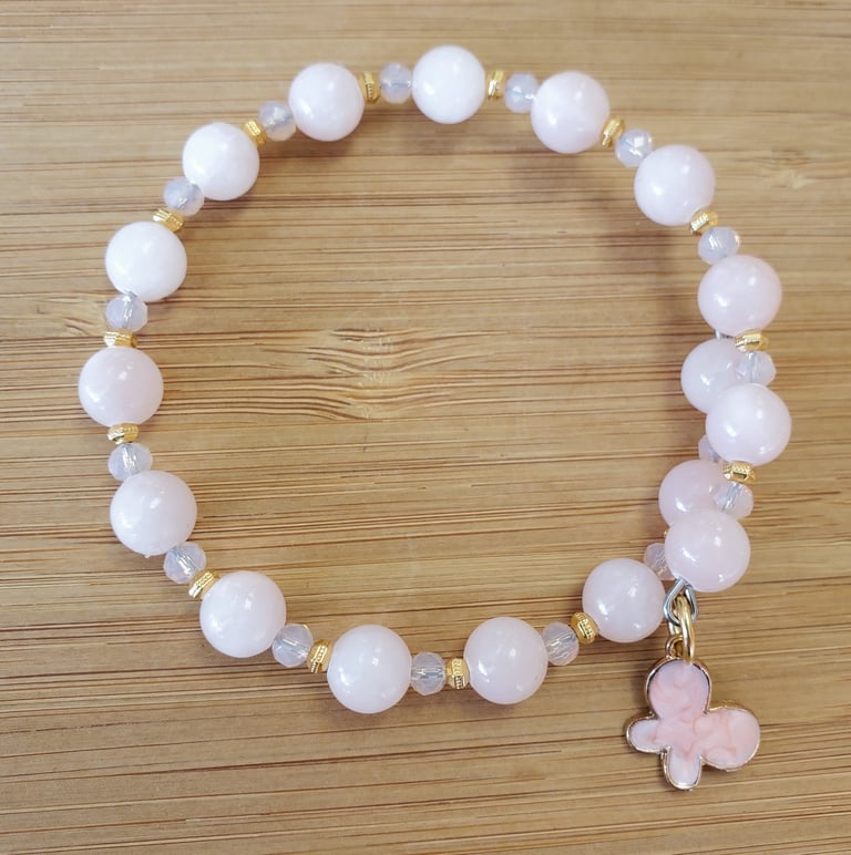 Peach Jade Butterfly Bracelet Image 4