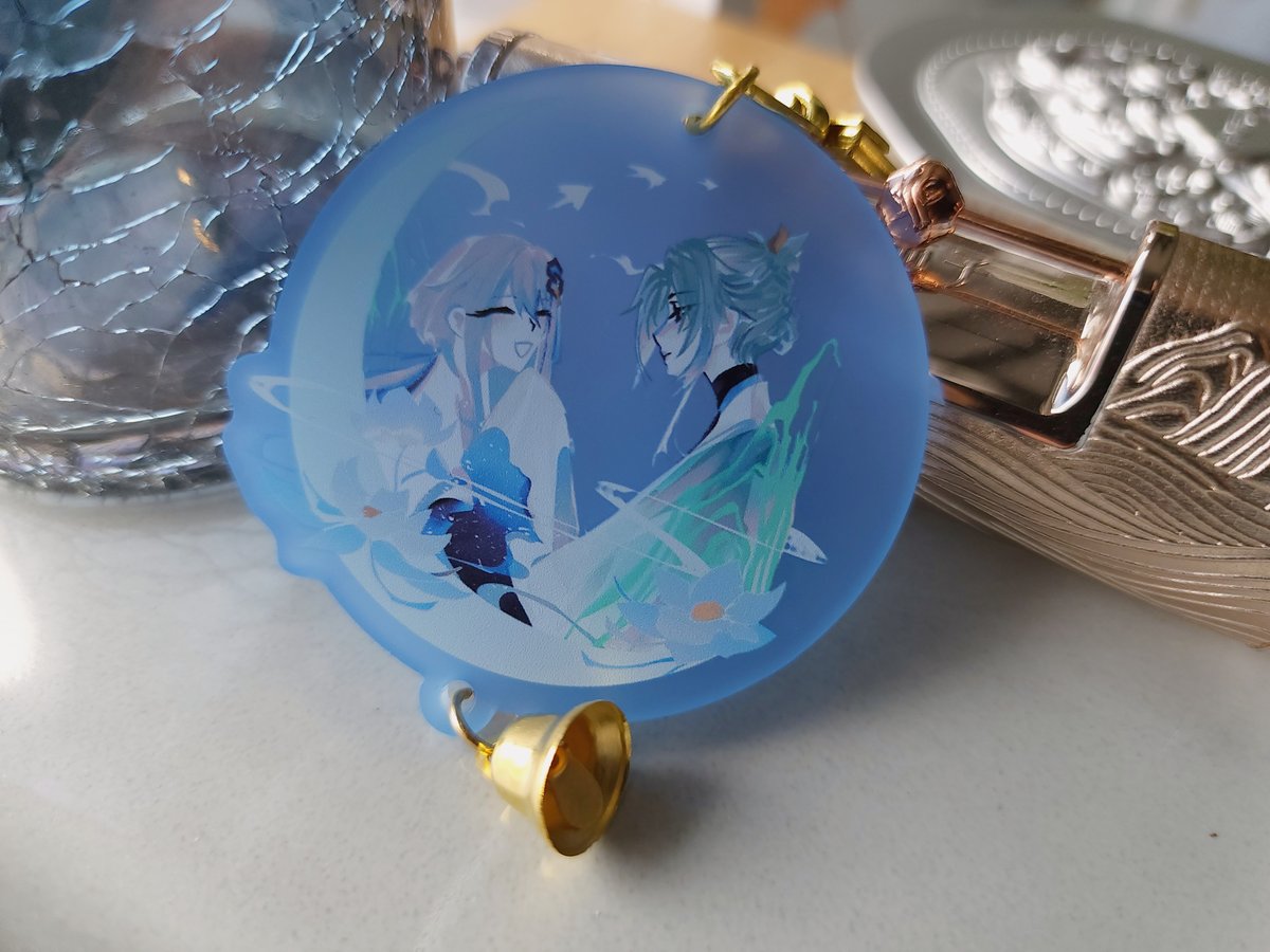 Image of genshin | "the one attuned to my soul" madame ping x guizhong charm (holo or frosted blue)