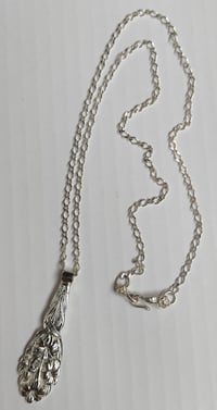 Image 4 of Vintage Sterling Silver Spoon Necklace - Oriental Lilies