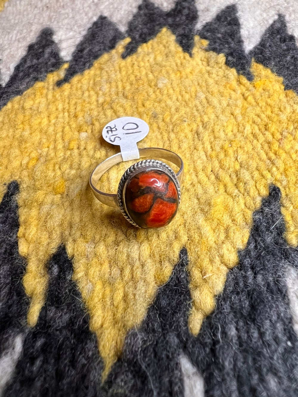 Sterling Red Spotted Stone Ring (10)