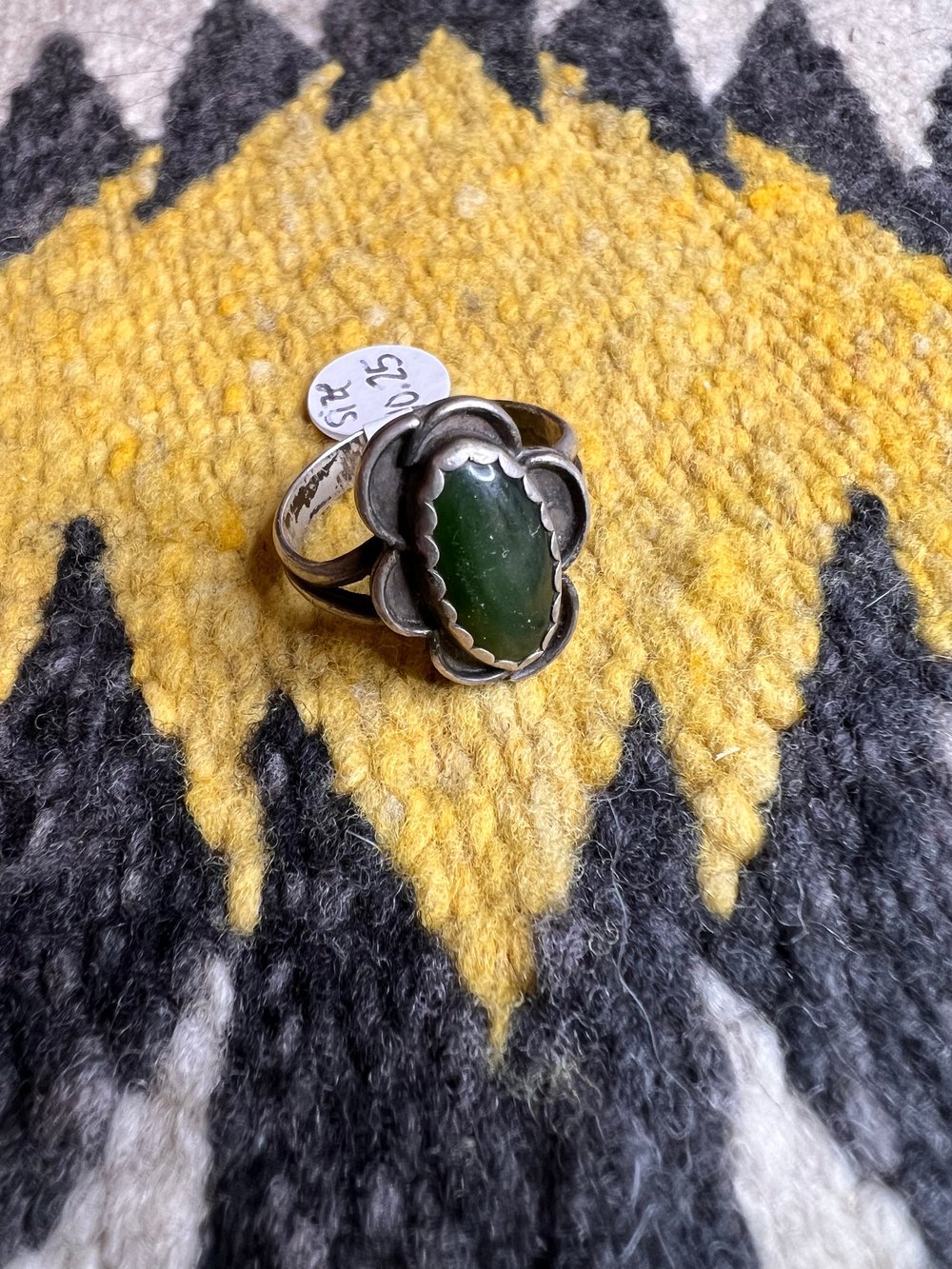 Sterling and Jade Scalloped Ring (10.25)