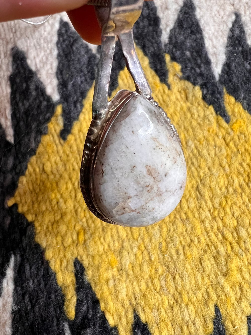 Large Sterling and Moonstone Pendant Necklace 