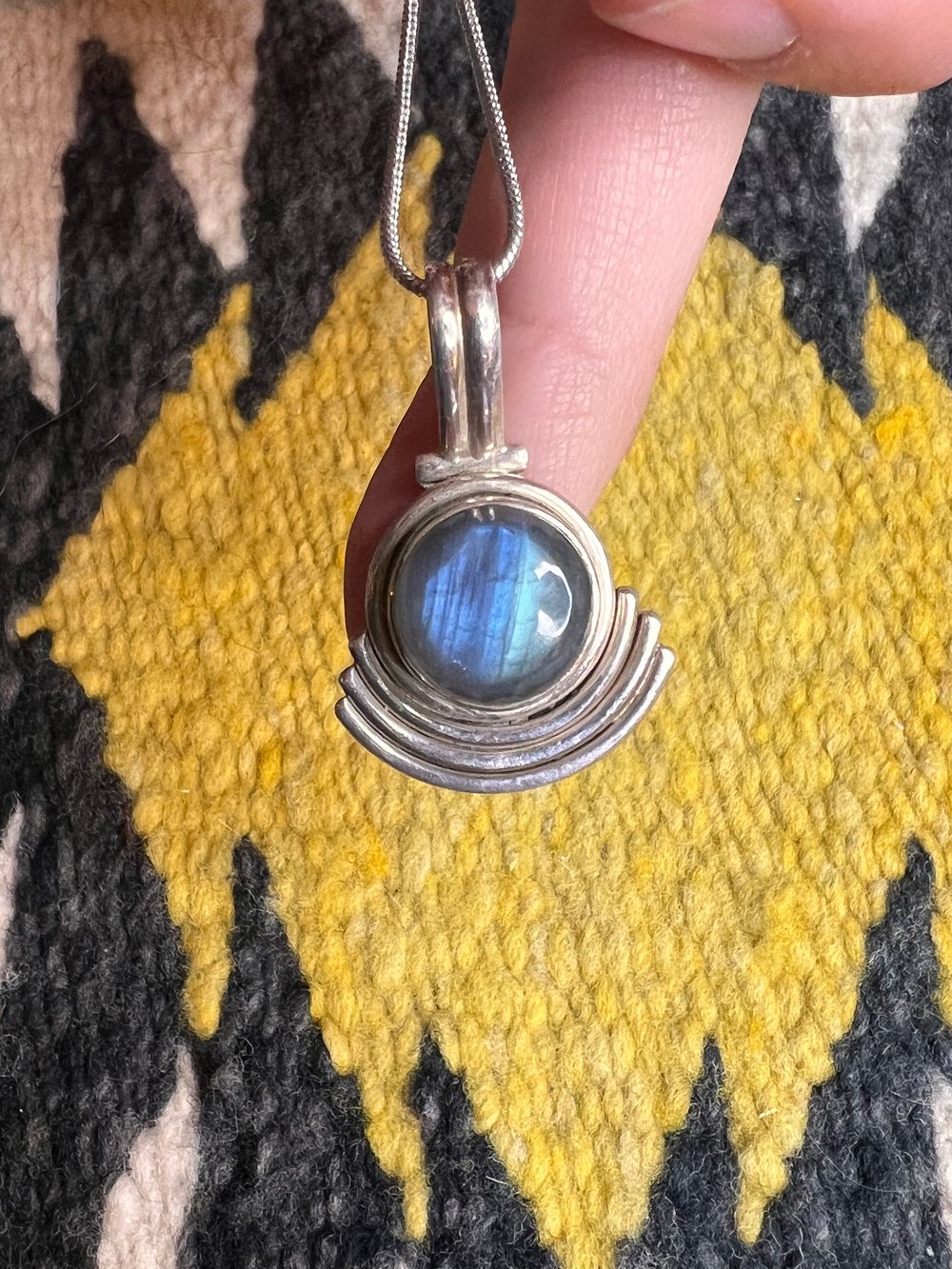 Blue Moonstone and Sterling Pendant Necklace