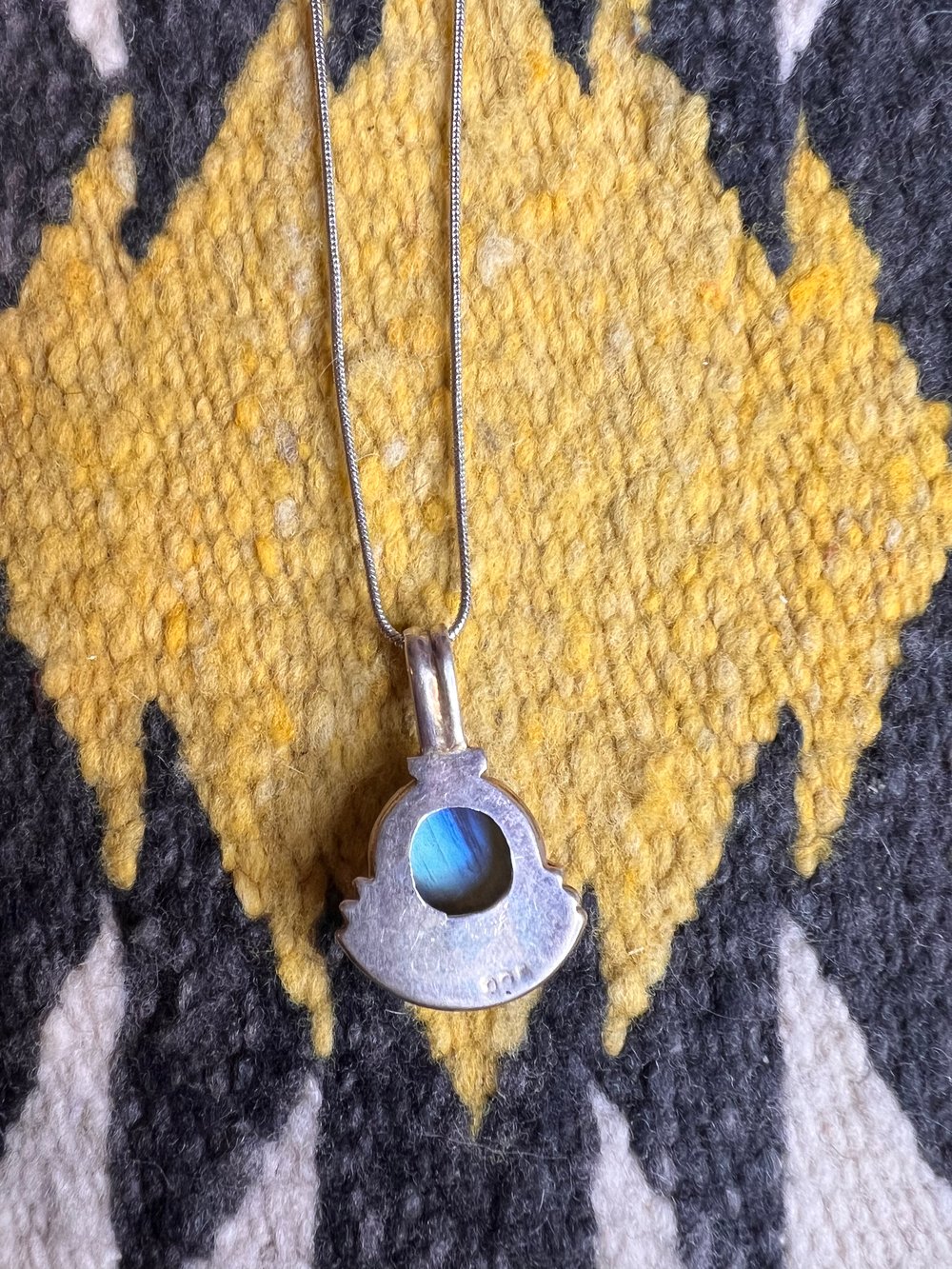 Blue Moonstone and Sterling Pendant Necklace