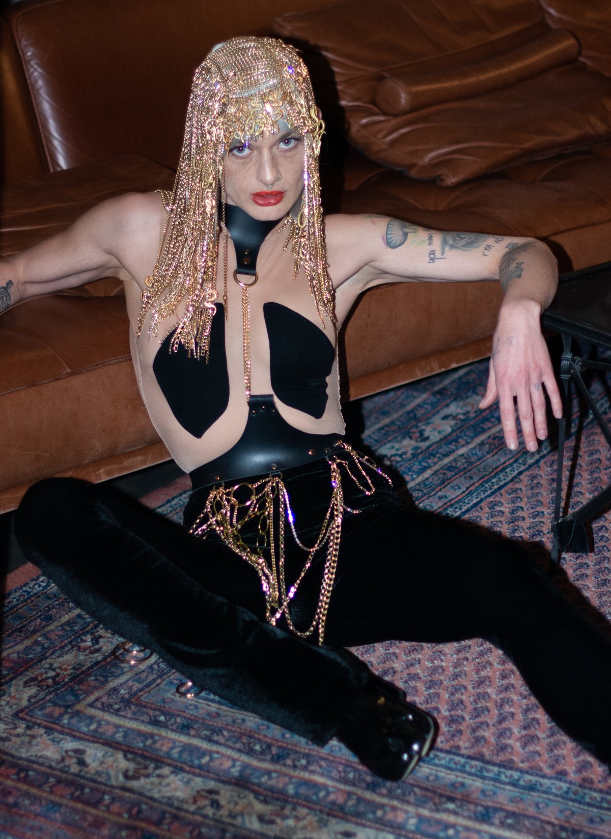 Image of Wild and Golden - Leather Harness with chains