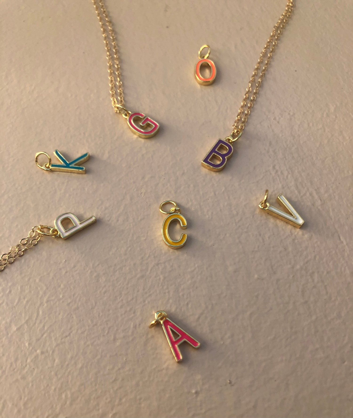 Image of Rainbow Initial Necklace.