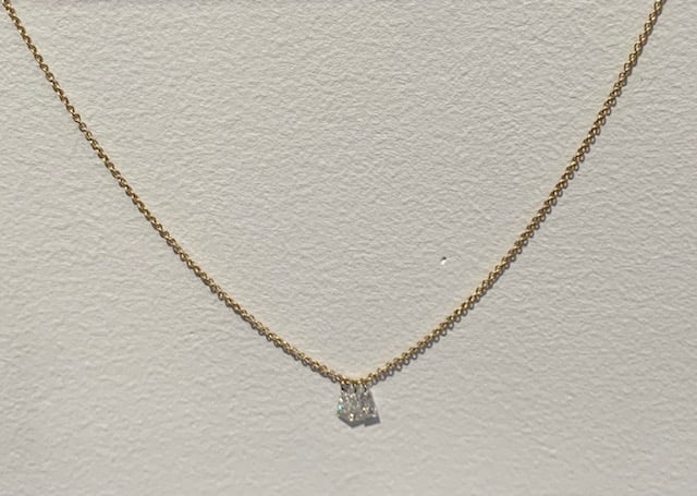 Image of 18 kt 3 Diamond Baguette Necklace