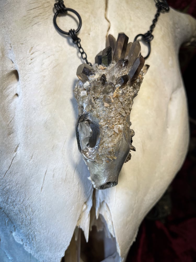 Image of Crystallized Skunk Skull - Chain Necklace