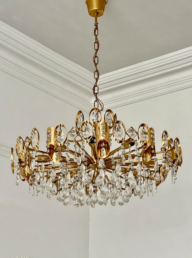 Image of Large Gilt Brass Chandelier attributed to Palwa of Austria