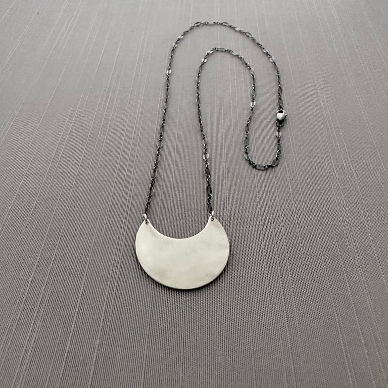 Sterling Silver Prairie Flower Crescent Necklace Image 5