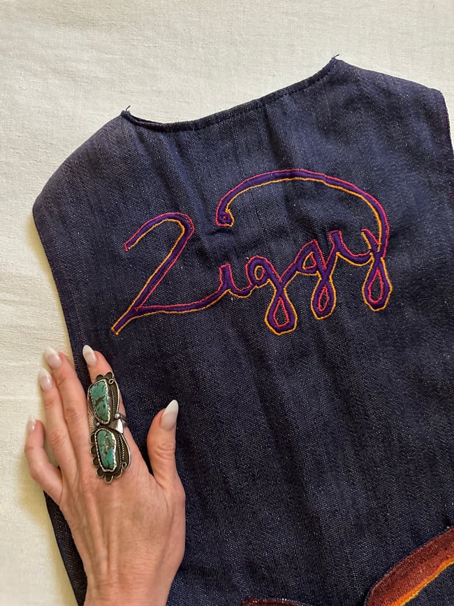 1970s Saltillo stripe denim "Ziggy" bellbottom set