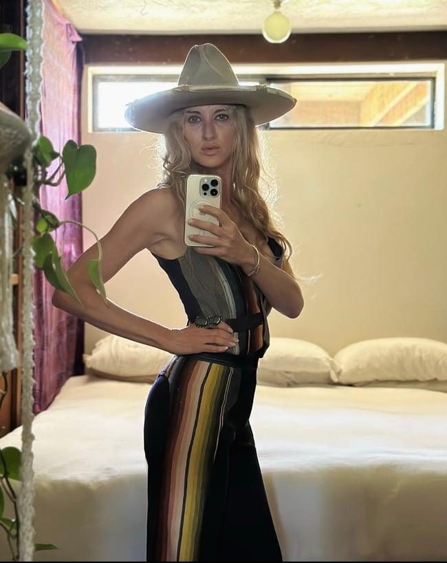 1970s Saltillo stripe denim "Ziggy" bellbottom set