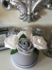Image 3 of Artificial flower hat box, Roses in hat box, Home decor, Artificial Flower Gift