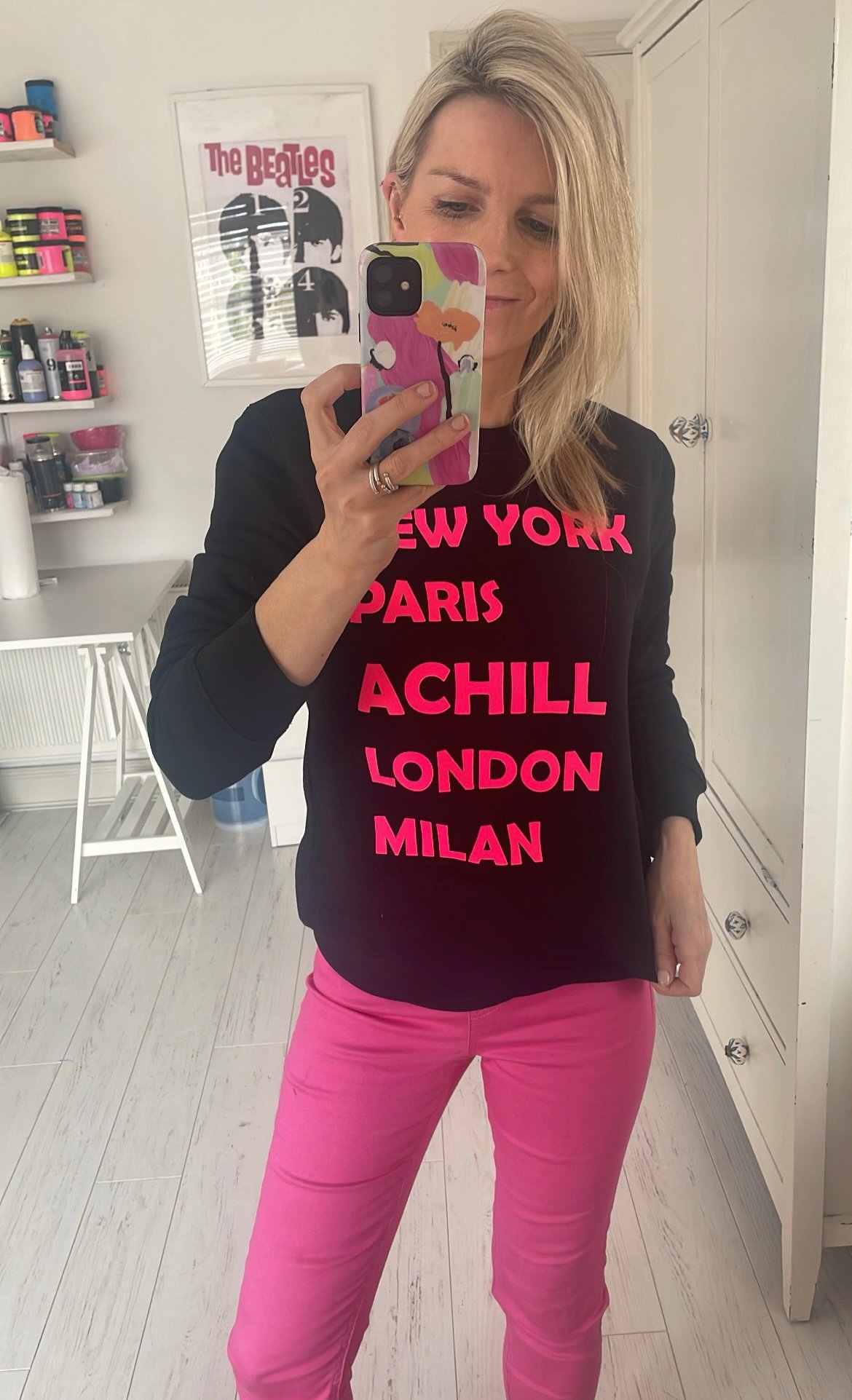 Image of Achill Black Slogan Sweatshirt