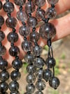 Black Rutilated Crystal Quartz Mala, Black Rutile in Quartz 108 Bead Gemstone Mala