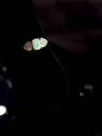 Image 2 of CZ White Lab Opal Heart Promise Ring