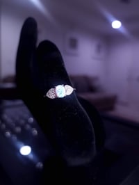 Image 3 of CZ White Lab Opal Heart Promise Ring