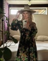 early 70s sheerish voile noir abstract floral bohemian dream dress