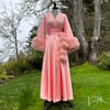 Sweet Peach Marabou-cuffed "Beverly" Dressing Gown 