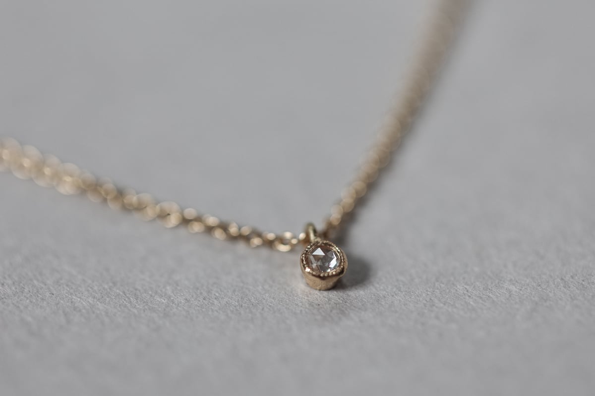 18ct yellow gold 2.0mm rose-cut diamond necklace - with milled edge ...