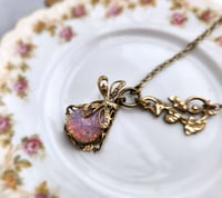 Image 2 of Fire Opal dragonfly necklace, Art Nouveau inspired insect jewelry