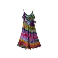 Image 1 of L Woven Tiered Lightweight Long Sundress in Tropical Agate Ice Dye