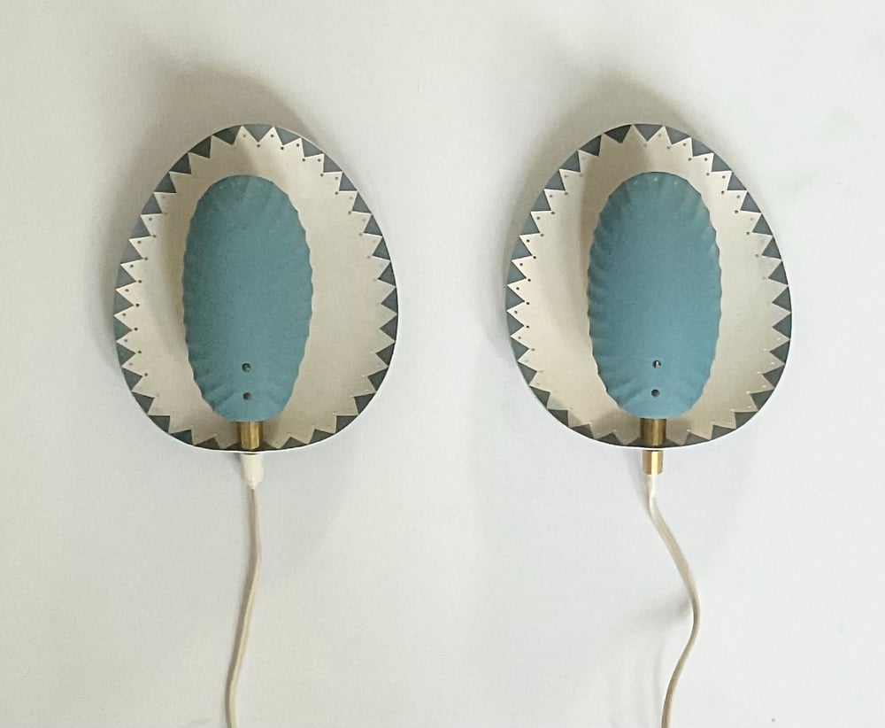 Image of Swedish Wall Lamps of Painted and Pierced Metal