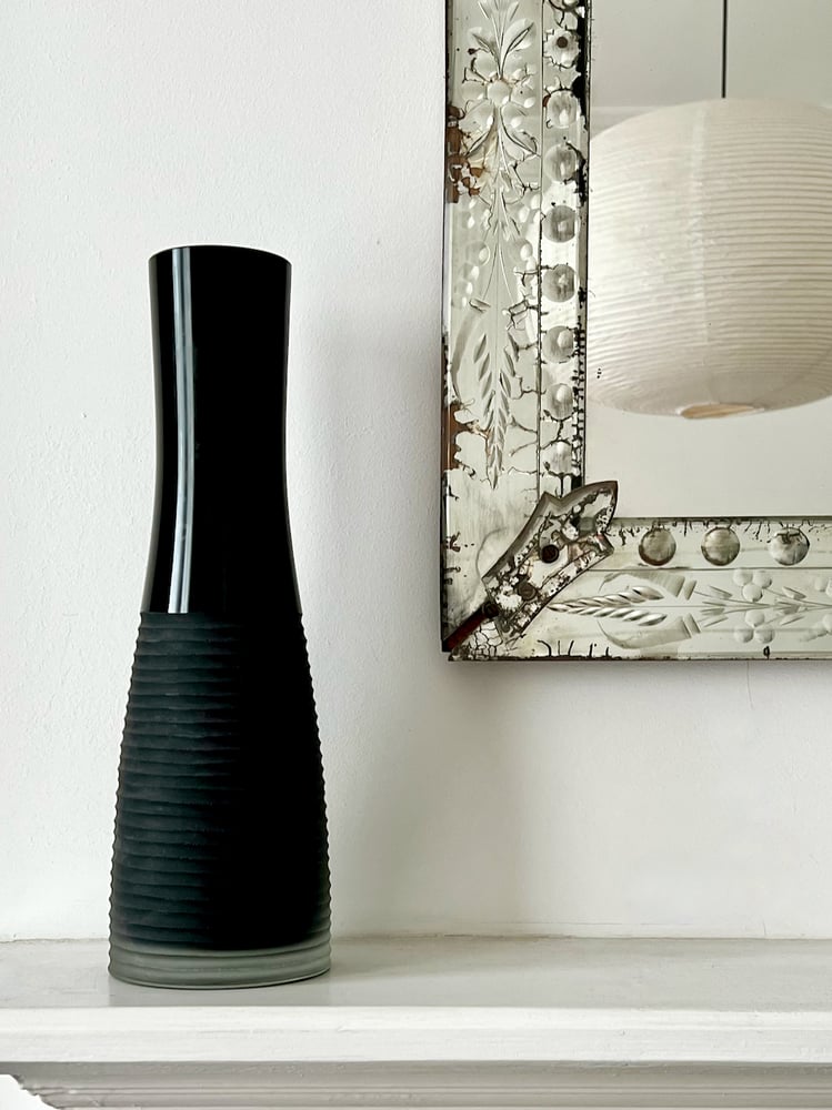 Image of Black Sommerso Glass Vase, Murano