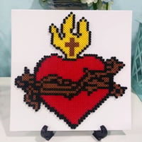 Sacred Heart Perler Bead Art Panel