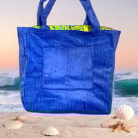 Image 1 of Royal blue jumbo cordoroy bag with batik lining
