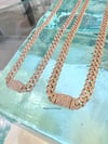 14k sold gold diamond 4mm two tone & yellow gold Cuban necklace 