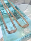 14k sold gold diamond 4mm two tone & yellow gold Cuban necklace 