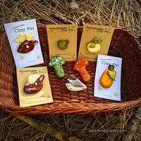 Image 1 of 2"-3" Handmade Clay Pins w Resin Seal