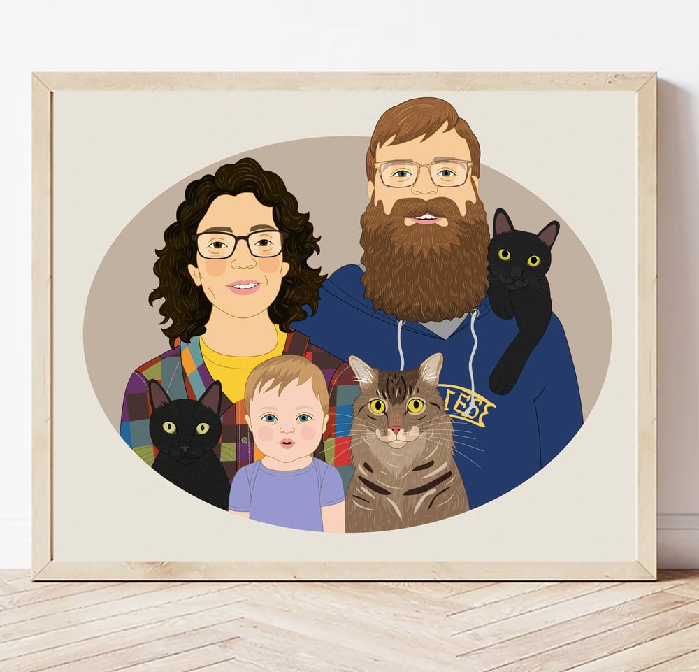 Image of Custom Family Portrait of  5 or more People or Pets