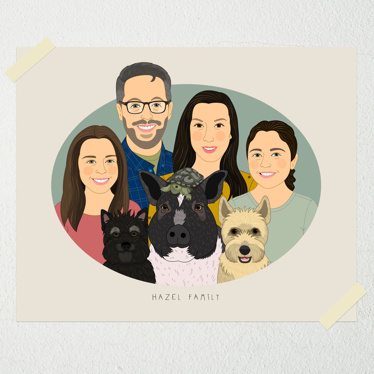 Custom Family Portrait of 5 or more People or Pets