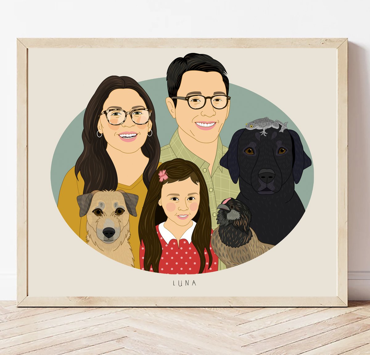 Family Portrait, Custom Family Portrait Illustration 