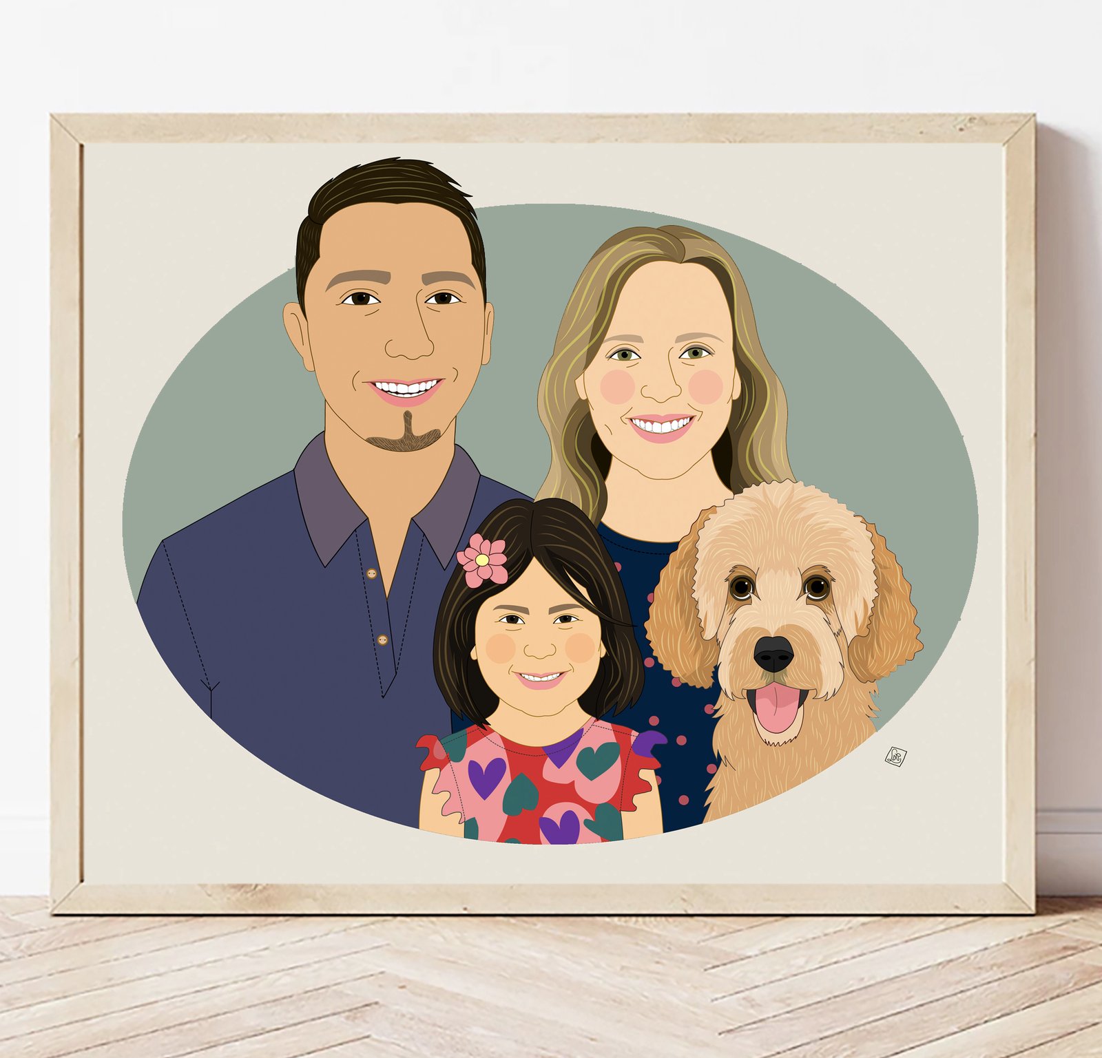 Custom Caricature of 3 - Portrait authentic of your family, friends, pets, etc.