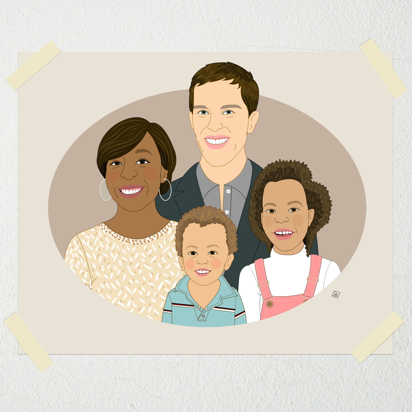 Custom Family Portrait online (4 people)