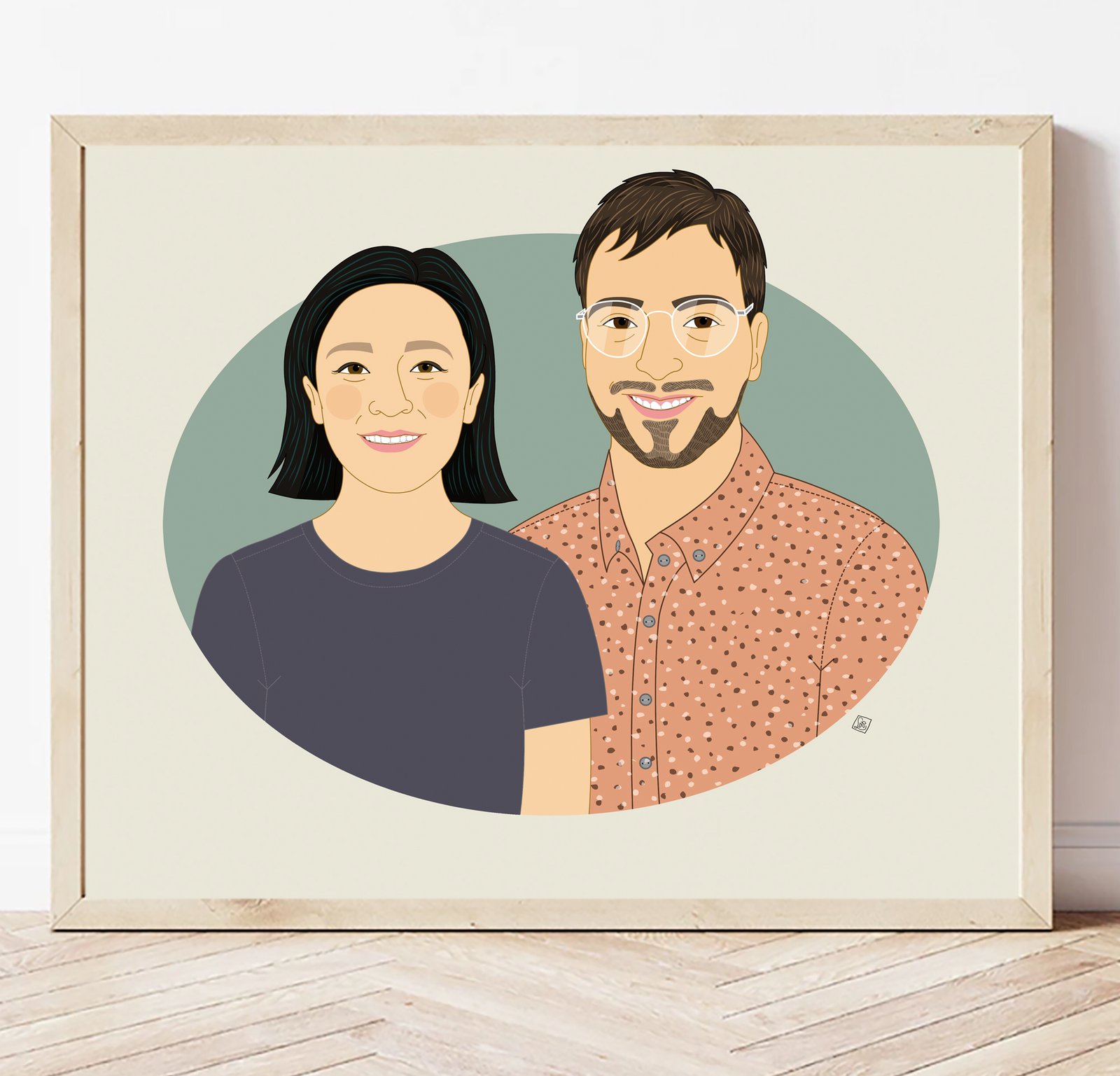 Couples portrait drawing from photo in pastel, personalized original hand hot drawn, family portrait