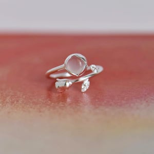 Image of Rosa x Pink Chalcedony cabochon cut silver ring