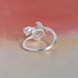 Image of Rosa x Pink Chalcedony cabochon cut silver ring