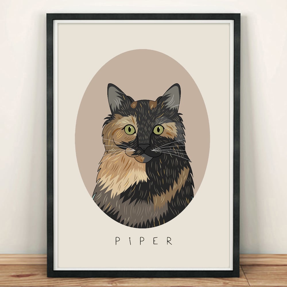 Image of Cat portrait in oval frame
