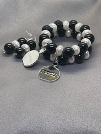 🖤🤍 European Beaded Bracelet and Earring Set