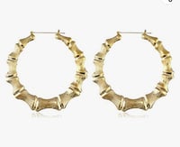 Image 2 of Bamboo Hoop Earrings 