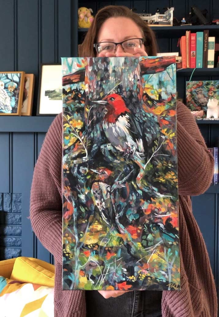 Rooted – Red-headed Woodpecker Painting