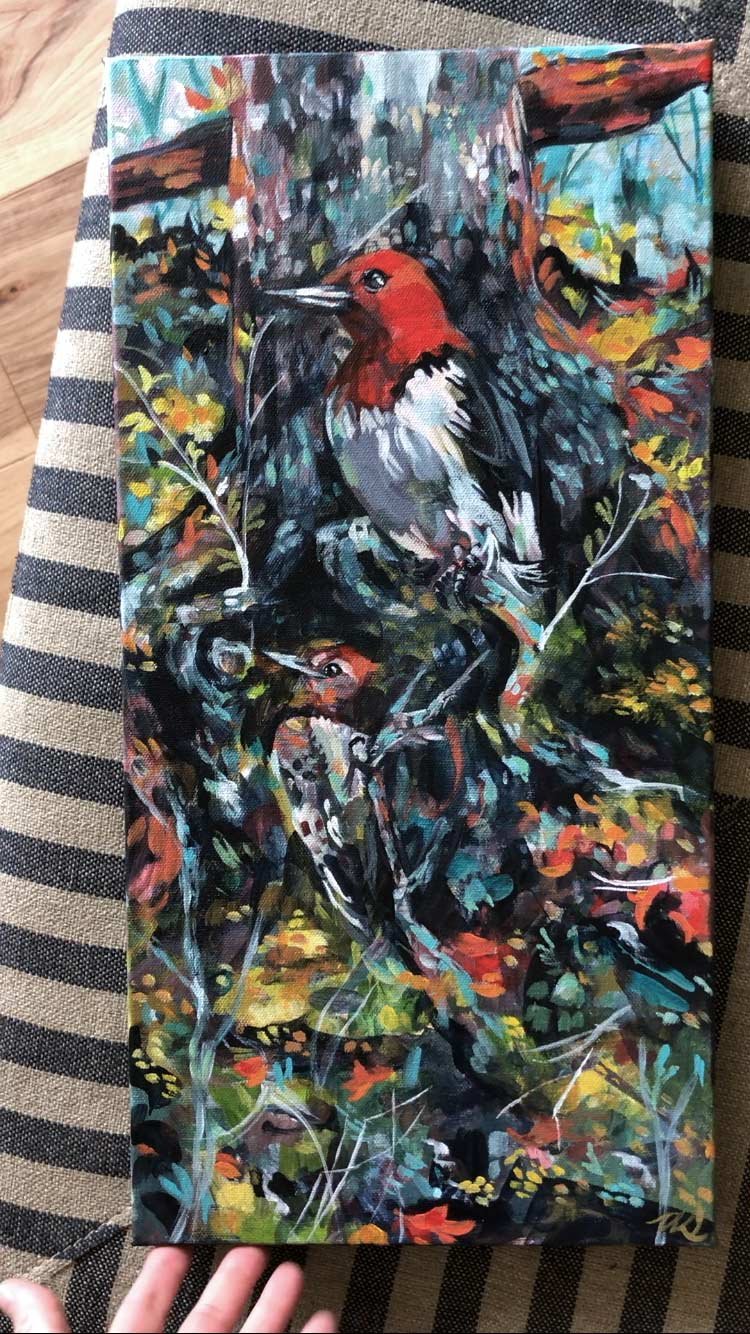 Rooted – Red-headed Woodpecker Painting