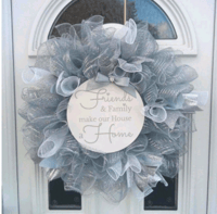 Image 2 of Silver Mesh Door Wreath, Wall Decor, Silver Home Decor Wreath