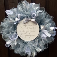 Image 1 of Silver Mesh Door Wreath, Wall Decor, Silver Home Decor Wreath